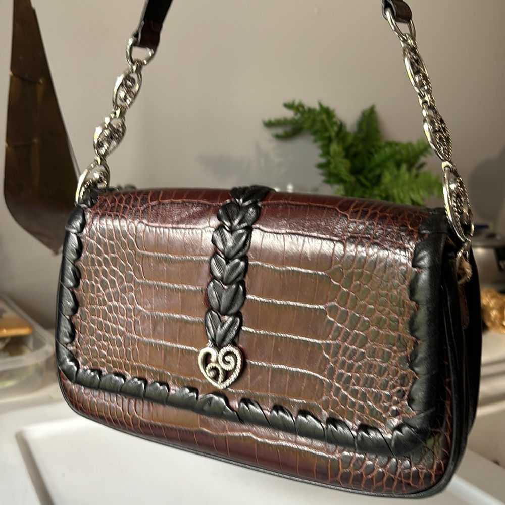 Authentic Brighton Small Black And Brown Leather Purse